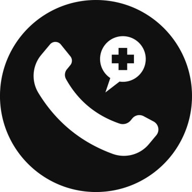 Çağrı merkezi sembolü. biçim düz yuvarlak sembol, siyah renk, yuvarlak açılar, beyaz arkaplan