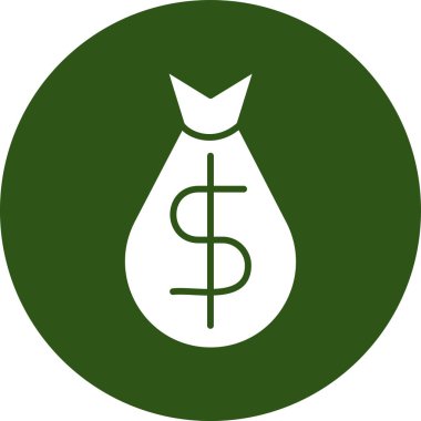 Dolar işareti simgesi. Bu illüstrasyon vektör sembolü yumuşak yeşil renk, yuvarlak izole edilmiş ve beyaz arkaplan kullanır.