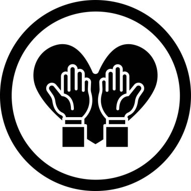 Kalp simgesi olan bir elin vektör çizimi