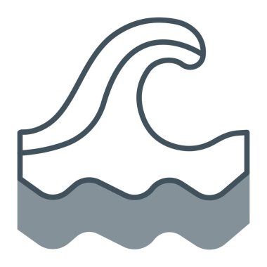 Deniz dalgaları ve dalga ikonu. Deniz dalgaları ve dalgaları olan basit bir vektör logosu. beyaz arka planda izole edilmiş deniz okyanusu.