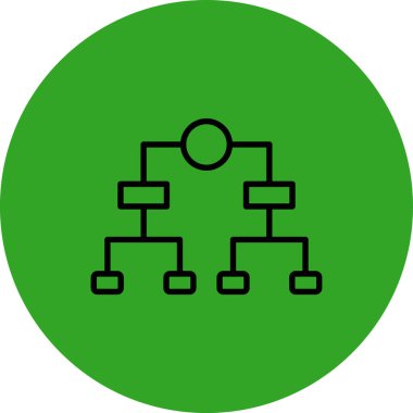 Yapı vektör simgesi. Bu yuvarlak düz sembol yeşil renk ve renk kullanır ve beyaz arkaplanda izole edilir.