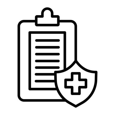 Tıbbi sigorta ikonu ana hatları vektörü. Sağlık sigortası. sağlık sigortası