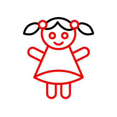 oyuncak ikonu olan bebek kız, satır tarzı