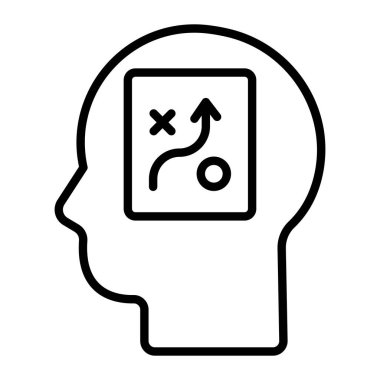 Soru çizgisi simgesi ve vektör illüstrasyonlu beyin