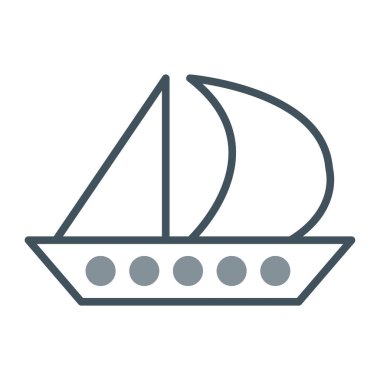 Gemi vektör simgesi. stil vuruştur, simge sembolüdür, mavi ve gri renktir.