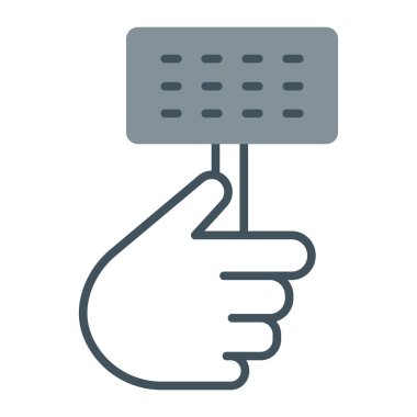 Tornavida ikonunu tutan bir el. basit biçim