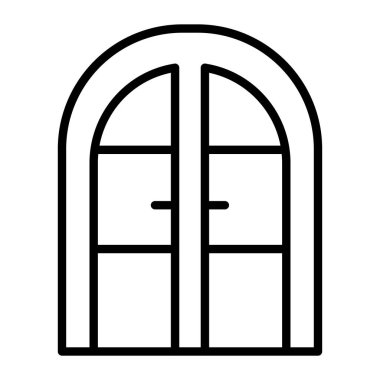 Evin pencere simgesi. Beyaz arkaplanda izole edilmiş web tasarımı için ev penceresi vektör simgesi