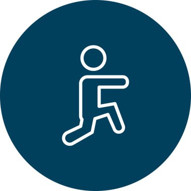 koşan adam simgesi. Vektör biçimi düz sembol, yumuşak mavi renk, yuvarlak açılar, beyaz arkaplan.