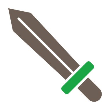 Kılıç vektör simgesi. biçim iki renkli düz sembol, gri ve cyan renkler, yuvarlak açılar, beyaz arkaplan.