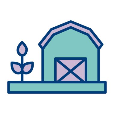 çiftlik ikonu vektörü. Taslak işareti izole edildi. renk konumu illüstrasyonu