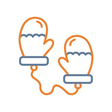 Kış mevsimi ve kış mevsimi illüstrasyonu için eldiven çizgisi stil vektör ikonu tasarımı