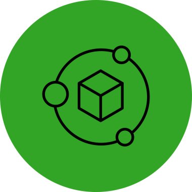 Benzersiz küp vektör çizgisi simgesi