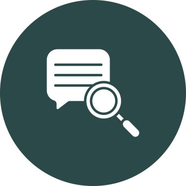 Konuşma baloncuğu simgesi ve vektör illüstrasyonlu büyüteç