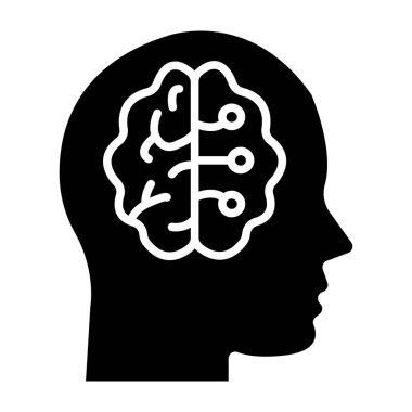 İnsan beyni vektör simgesi, düz dizayn