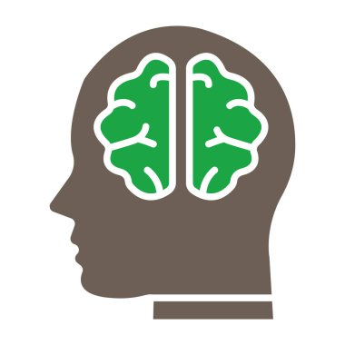 İnsan kafası simgesi olan beyin, vektör illüstrasyonu