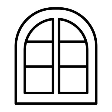 Evin pencere simgesi. Beyaz arkaplanda izole edilmiş web tasarımı için ev penceresi vektör simgesi