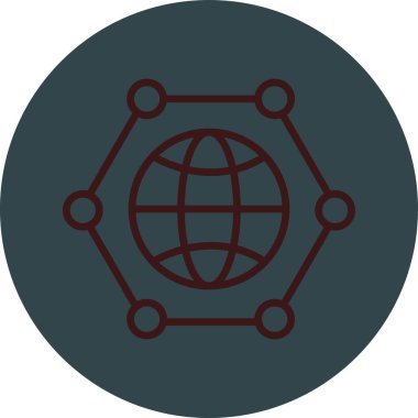 küresel simge vektör illüstrasyonu. Bu düz yuvarlak illüstrasyon beyaz arkaplandaki renklerde yumuşak renkler kullanır.