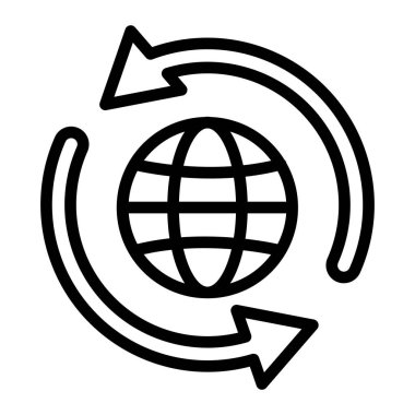 Küresel değişim çizgisi simgesi, vektör işareti, beyaz üzerine izole edilmiş. vektör gösterimi