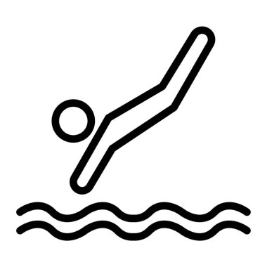 Yüzme havuzu ikonu vektörü. Ana hatlarıyla yüzme havuzu. izole edilmiş sınır sembolü çizimi