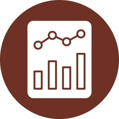 çubuk grafik simgesi. Kabartma biçimi yuvarlak açılı düz ikonik sembol, kahverengi renk, beyaz arkaplan.