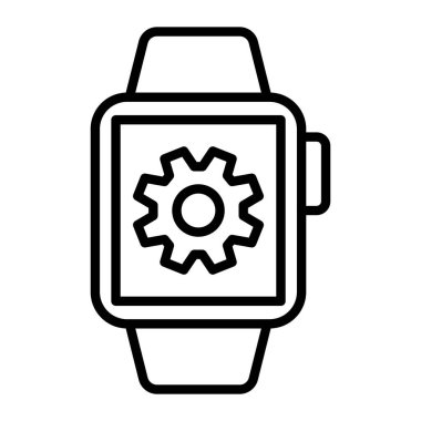 Ayarlar çizgisi simge tasarımı, teknoloji ve elektronik tema illüstrasyonuna sahip akıllı saat