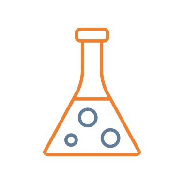 Kimya bilimi ve teknoloji temalı vektör illüstrasyonunun laboratuvar matara çizgisi biçim simgesi tasarımı