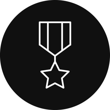 Madalya vektör ikonu. biçim düz yuvarlak sembol, siyah renk, yuvarlak açılar, beyaz arkaplan