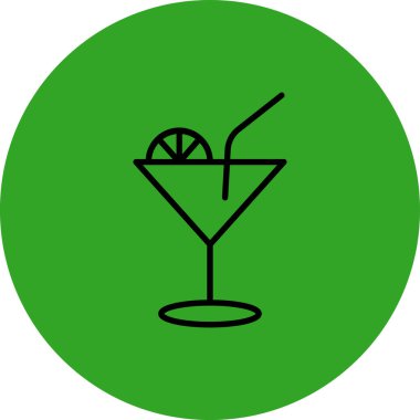 Kuyruk vektör simgesi ve bir kokteyl ile daire içinde bir kuyruk