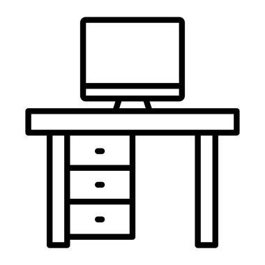 Bilgisayar simgesi vektör illüstrasyon tasarımlı masa