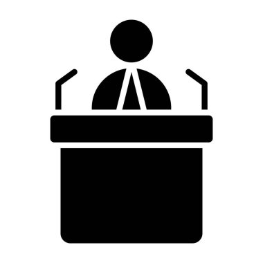 konferans simgesi, vektör illüstrasyonu, düz tasarım