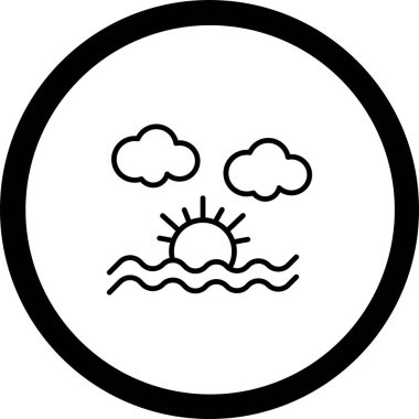 Güneş ve hava durumu ikonunun vektör illüstrasyonu