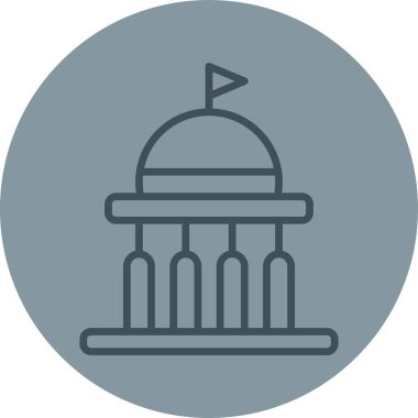 Capitol binası ikonunun çizimi. Web tasarımı için çizgi vektör simgesi
