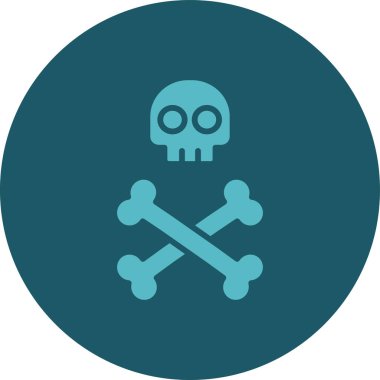 kafatası düz daire vektör simgesi dekoru