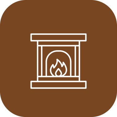 Şömine alevi simgesi, vektör illüstrasyonu