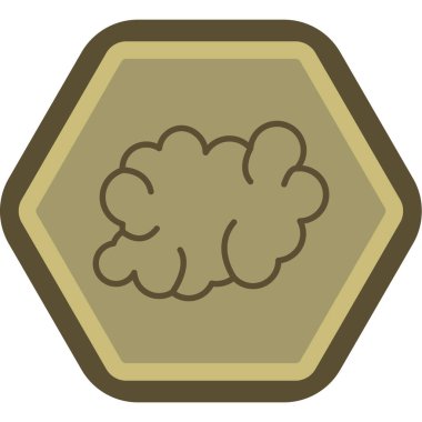 Bulut simgesi. Vektör biçimi doldurulmuş ve gri renkler, sarı ve kahverengi düğme, beyaz arkaplan