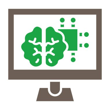 Bilgisayar ve vites vektör çizim grafik tasarımlı beyin
