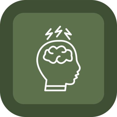 Beyin ikonu vektörü. resim biçimi yuvarlak kare tuşlu, açık gri ve yeşil renkli düz simge simgesidir..