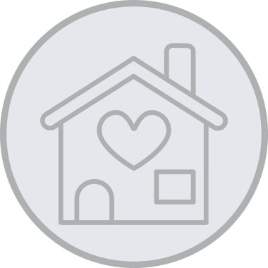 kalp çizgisi ikonu, ev ve ev, aşk işareti, vektör grafikleri, beyaz arka planda doğrusal desen, 10 PS