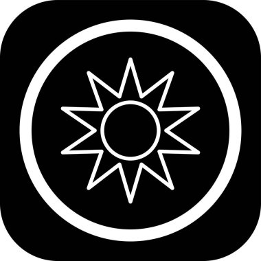 Güneş düz simgesi, vektör illüstrasyonu