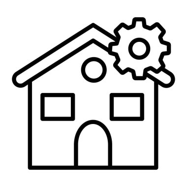 ev vektörü ince çizgi simgesi