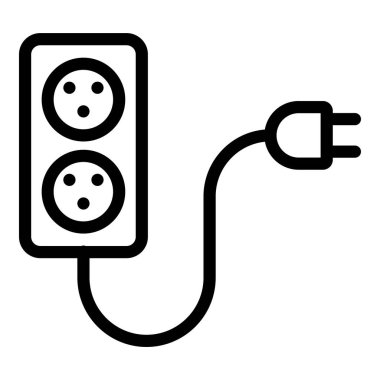 Elektrik prizi simgesi. Beyaz arkaplanda izole edilmiş web tasarımı için Elektrik eklentisi vektör simgesi