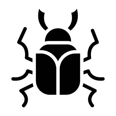 Böcek sembolü, böcek ve böcek, hata işareti, vektör illüstrasyonu, beyaz arkaplan üzerinde katı bir simge