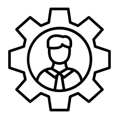 dişli ikonlu dişli. Beyaz arkaplanda izole edilmiş web tasarımı için çarklı vektör simgesine sahip ana hat dişlisi