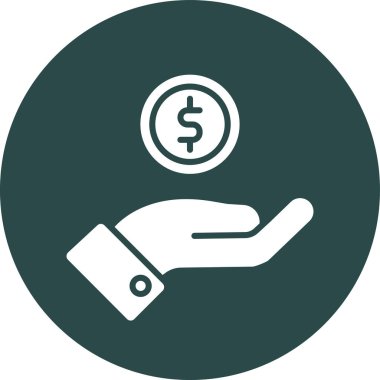 Para simgesi. Vektör tarzı yuvarlak açıları, eko yeşil renk, beyaz arka plan ile düz ikonik sembolü.