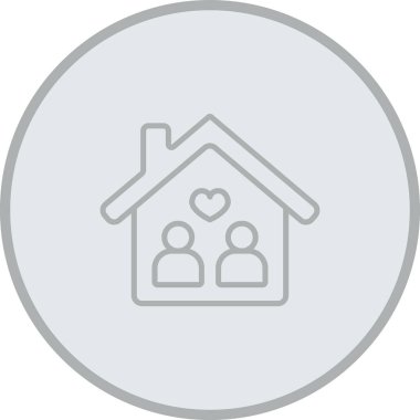 kalp çizgisi ikonlu ev, ev ve aşk, kalp işareti vektör işareti, vektör grafikleri, beyaz arkaplanda doğrusal desen,