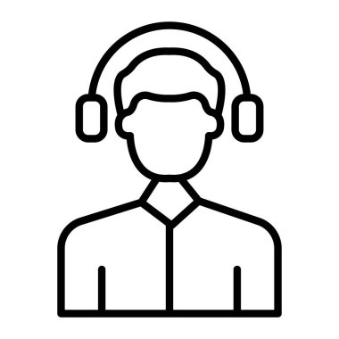 kulaklık vektörü ince çizgi simgesi tasarımı