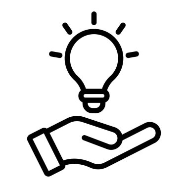 el ele tutuşan ampul simgesi, vektör illüstrasyonu