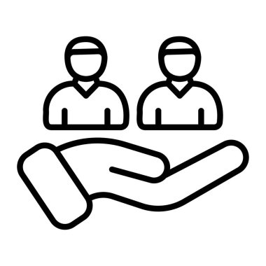 İnsanlar ikon vektörünü önemser. İnce çizgi simgesi beyaz üzerinde izole