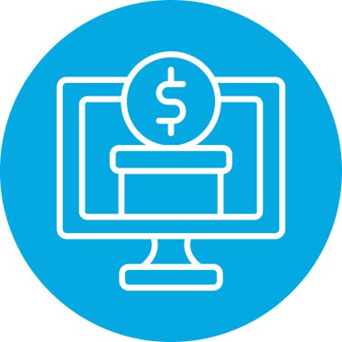 Bilgisayar monitörü. Web simgesi basit illüstrasyon