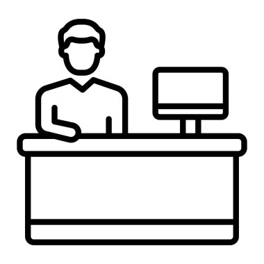 ofis masası simgesi, vektör illüstrasyonu